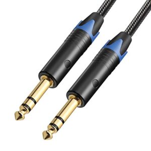 tisino 1/4 inch trs cable, quarter inch 1/4 trs to trs balanced stereo audio cable male to male pro interconnect cable, nylon braid – 3 ft