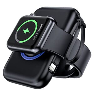 rorry portable apple watch charger,5000mah iwatch wireless charger power bank with built in cable,travel keychain charger for apple watch series 8/ultra/7/6/se/5/4/3/2,iphone 14/13/12/12/11