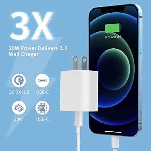 [4Pack] Sehonor 20W USB C Fast Charger Block,PD 3.0 USB Type C Wall Charger Power Adapter for iPhone 14/iPhone 13/13 Pro Max/13 Mini/iPhone 12/Pro Max/Mini/11,iPad Air 2022,iPad Pro,Pixel and Samsung