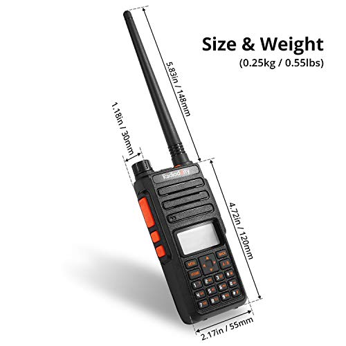 Radioddity GA-510 10-Watt Ham Radio, Dual Band Handheld High Power Long Range Two Way Radio with Two 2200mAh Batteries & CH340 Programming Cable, Work with Chirp