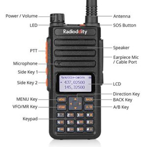 Radioddity GA-510 10-Watt Ham Radio, Dual Band Handheld High Power Long Range Two Way Radio with Two 2200mAh Batteries & CH340 Programming Cable, Work with Chirp