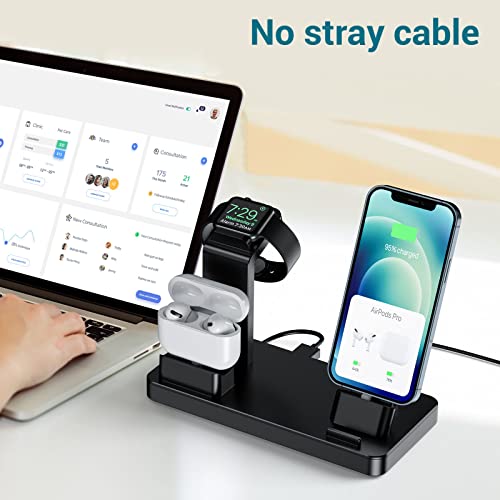 3 in 1 Charging Station for Apple Devices, Charging Station for iPhone Series AirPods Pro/3/2/1, Charging Dock for Apple Watch SE/8/7/6/5/4/3/2/1