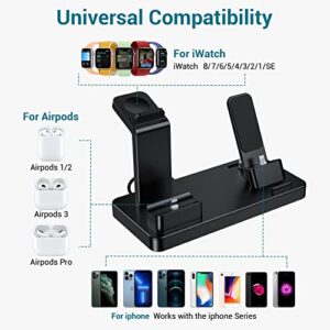 3 in 1 Charging Station for Apple Devices, Charging Station for iPhone Series AirPods Pro/3/2/1, Charging Dock for Apple Watch SE/8/7/6/5/4/3/2/1