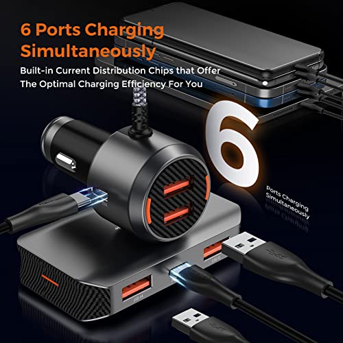 6 Multi Ports USB Car Charger + Bluetooth FM Transmitter for Car