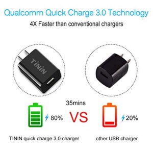 3-Pack Quick Charge 3.0 USB Wall Charger Adapter,18W Charging Block Fast Charger for Samsung Apple iPhone Ipad Google LG HTC and More(Quick Charge 2.0 Compatible) Qualcomm Certified USB Charger TININ