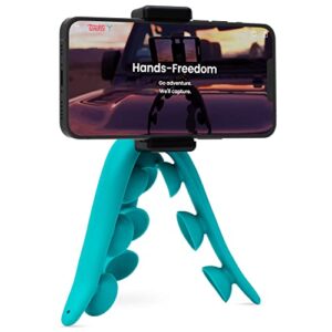 tenikle® 360° – flexible tripod for phone camera gopro, as seen on shark tank, bendable suction cup camera & phone mount, phone holder for car, compatible w/iphone & android (tenikle® 360° teal)