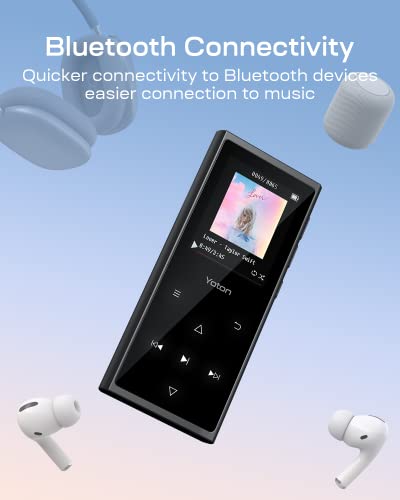 80GB MP3 Player with Bluetooth, YOTON Music Player with Speaker and 1.8'' Curved Screen, HiFi Sound, FM Radio, Voice Recorder, E-Book, Pedometer, Stopwatch, TF Card and Earphones Included