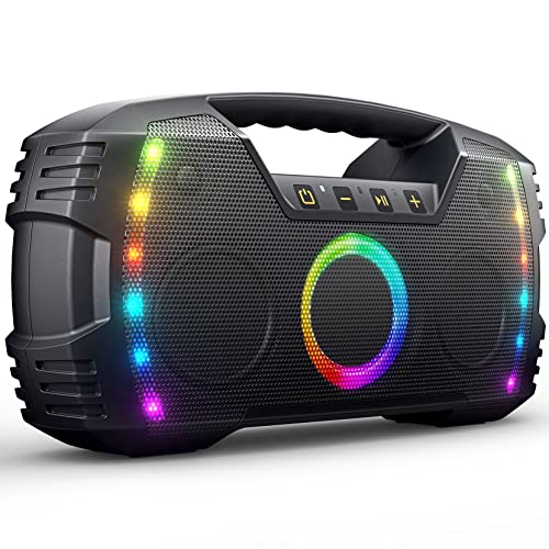 Portable Bluetooth Speaker, 40W(60W peak)Stereo Loud Sound, IPX7 Waterproof Speaker with Beat-Driven Lights,Deep Bass, Bluetooth 5.3 Wireless Pairs, 10000mAh Battery for Outdoor, Party, Camping Gifts