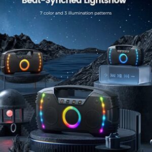 Portable Bluetooth Speaker, 40W(60W peak)Stereo Loud Sound, IPX7 Waterproof Speaker with Beat-Driven Lights,Deep Bass, Bluetooth 5.3 Wireless Pairs, 10000mAh Battery for Outdoor, Party, Camping Gifts