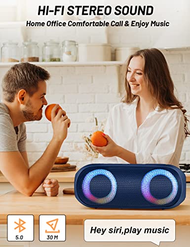 NOTABRICK Bluetooth Speakers, Portable Speakers Bluetooth Wireless(100FT Range) with 30W Loud Stereo Sound, IPX7 Waterproof Shower Speakers, RGB Multi-Colors Rhythm Lights, 1000mins Playtime