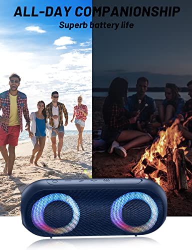 NOTABRICK Bluetooth Speakers, Portable Speakers Bluetooth Wireless(100FT Range) with 30W Loud Stereo Sound, IPX7 Waterproof Shower Speakers, RGB Multi-Colors Rhythm Lights, 1000mins Playtime