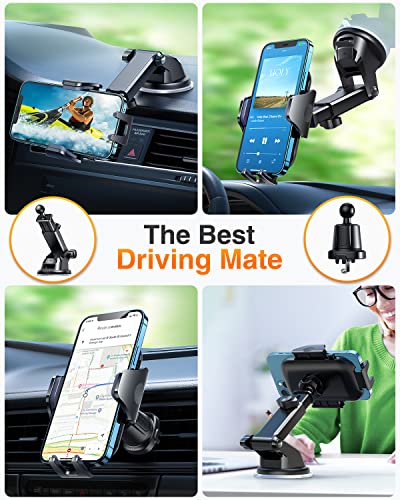 VANMASS 2023 Latest Upgraded Car Phone Holder Mount, [Super Suction & Stable] Phone Mount for Car Dashboard/Vent/Windshield, Car Phone Holder for iPhone 14/13/12/Pro/Max & Truck