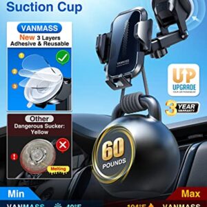 VANMASS 2023 Latest Upgraded Car Phone Holder Mount, [Super Suction & Stable] Phone Mount for Car Dashboard/Vent/Windshield, Car Phone Holder for iPhone 14/13/12/Pro/Max & Truck