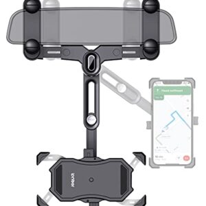 Lonbor Phone Mount for Car【Big Rear Mirrors Friendly】 Rear View Mirror Phone Holder,【2023 Upgraded 4 Clip More Stable】 360 Rotatable and Retractable Car Phone Holder Fit All Mobiles & Vehicles