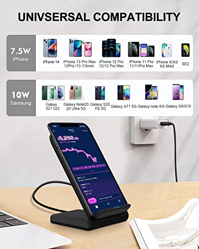 Fast Wireless Charger, Trummul Upgraded 10W Wireless Charging Stand Compatible with iPhone 13 12 11 Pro XR XS 8 Plus Galaxy S22 S21 S10 Note 20 10 Google LG and Other Wireless-Enable Phones