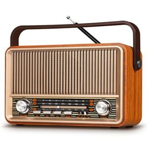 prunus j120 retro vintage radio am fm, portable shortwave radio with bluetooth, ac, rechargeable battery operated radio with best reception, loud speaker, support aux/tf card/usb playing【2023 newest】