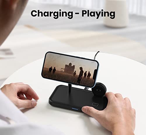 Wireless Charger for Magsafe, GEEKERA 3 in 1 Magnetic Wireless Charging Station for iPhone 14/13/12/Pro/Max/mini, Apple Watch 8/7/6/5/4/3/2/SE/Ultra, AirPods 3/2/Pro with QC 3.0 18W Adapter, Black