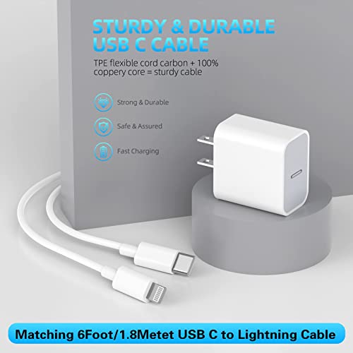 iPhone 14 13 Fast Charger,3Pack Apple Charger iPhone Charger,Apple Super Fast USB C Wall Charger[Apple MFi Certified]6FT Type C to Lightning Cable for iPhone 14/14 Plus/13 MiNi/12 Pro Max/11 Pro/iPad