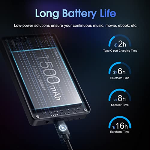 Mp3 Player with Bluetooth and WiFi, Oilsky 3.5IN 1080P Full Touch Screen MP4 with Speaker, Portable Digital HiFi Sound Audio Player with FM Radio, Recording, E-Book, Browser, Max Support 512GB TF Card