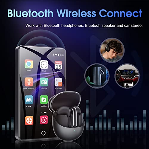 Mp3 Player with Bluetooth and WiFi, Oilsky 3.5IN 1080P Full Touch Screen MP4 with Speaker, Portable Digital HiFi Sound Audio Player with FM Radio, Recording, E-Book, Browser, Max Support 512GB TF Card