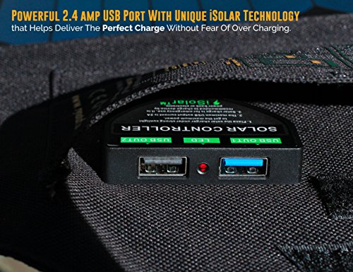 Ryno Tuff 21W Lightweight Portable Solar Charger for Camping - Foldable Solar Powered Cells with 2 USB Ports To Fast Charge Smartphones, Tablets & Battery Packs -Charge While Hiking, Camping & Fishing