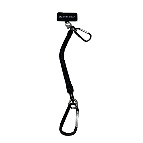 Drop Stop Mobile Phone Tether for Drop Damage and Theft Protection - Universal Phone Lanyard with Carabiners for Secure Vest Attachment - Tablet and Phone Carrier for Daily Activities (Black)