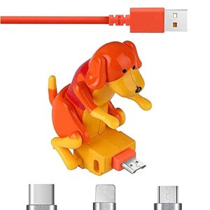 tswddla funny humping dog fast charger cable,portable stray dog charging cable,dog toy smartphone usb cable charger,for iphone android type-c various models phones. (orange, lightning)