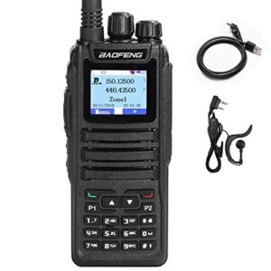 baofeng dm-1701 dual band dual time slot dmr/analog two way radio, vhf/uhf 3,000 channels ham amateur radio w/free programming cable, charger and ptt earpiece