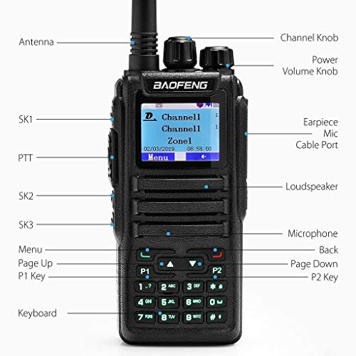Baofeng DM-1701 Dual Band Dual Time Slot DMR/Analog Two Way Radio, VHF/UHF 3,000 Channels Ham Amateur Radio w/Free Programming Cable, Charger and PTT Earpiece