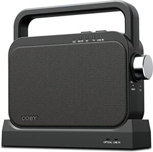 coby wireless digital hearing amplifier tv audio speaker for hard of hearing – portable tv listening assistance bluetooth speaker for seniors, elderly, and hearing impaired with voice highlighting,black,cstv130