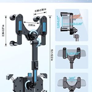 OFY Phone Mount for Car, [2023 Upgraded 4 Clip Never Fall] Rear View Mirror Phone Holder, 360 Rotatable and Retractable Car Phone Holder for Most Mobile Phones & Vehicles