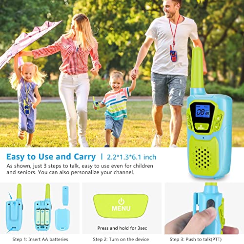 Walkie Talkies for Kids Adults Long Range Rechargeable 3 Pack, Drop Proof Walkie Talkies Toys Gifts for Girls Boys Age 3 5 6 8 9 12, USB Walkie Talkies for Outdoor Indoor Play Camping Birthday Party