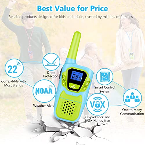 Walkie Talkies for Kids Adults Long Range Rechargeable 3 Pack, Drop Proof Walkie Talkies Toys Gifts for Girls Boys Age 3 5 6 8 9 12, USB Walkie Talkies for Outdoor Indoor Play Camping Birthday Party