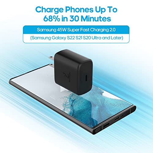 Samsung 45W USB C Fast Charging Block Type C Wall Plug Charging Brick for Samsung Galaxy S23/S23 Ultra/S23 Plus,S22/S22 Ultra/S22 Plus,Note 10/Note 10+/Note, Galaxy Tab S7/S7+/S8/S8+/S8 Ultra