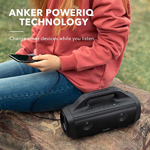 Anker Soundcore Motion Boom Outdoor Speaker with Titanium Drivers, BassUp Technology, IPX7 Waterproof, 24H Playtime, Soundcore App, Built-in Handle, Portable Bluetooth Speaker for Outdoors (Renewed)
