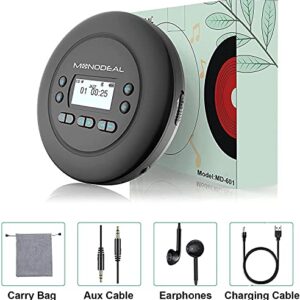 CD Player Portable, MONODEAL Bluetooth CD Player, Rechargeable Compact Small Walkman CD Player with Headphones for Car and Personal Use