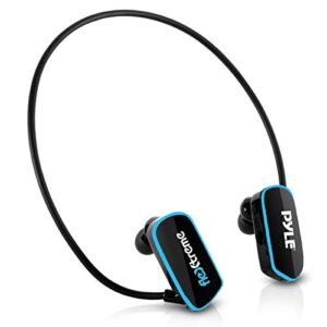 pyle upgraded waterproof mp3 player – v2 flextreme sports wearable headset music player 8gb underwater swimming jogging gym earphones rechargeable flexible headphones usb connection9 -pswp14bk