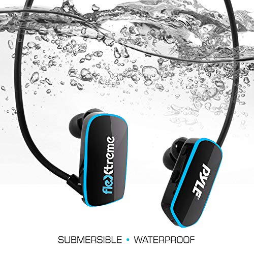 Pyle Upgraded Waterproof MP3 Player - V2 Flextreme Sports Wearable Headset Music Player 8GB Underwater Swimming Jogging Gym Earphones Rechargeable Flexible Headphones USB Connection9 -PSWP14BK