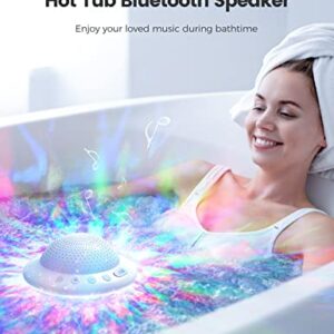 Floating Pool Speakers with Colorful LED Lights, IPX7 Waterproof Hot Tub Bluetooth Speaker, 10W Stereo Loud Sound, Built-in Mic, Portable Wireless Speakers for Shower Bathtub Outdoor Swim,Ideal Gifts