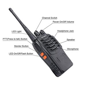 Ansoko Long Range Walkie Talkies Rechargeable Two Way Radios 16-Channel UHF 2-Way Radio for Adults (Pack of 4)