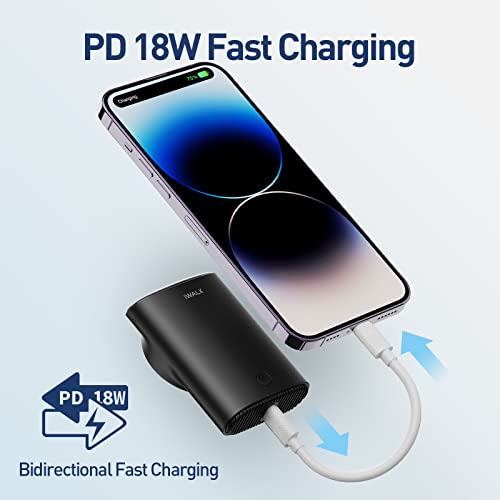 iWALK Magnetic Portable Charger, Small 9000mAh Wireless Power Bank with 18W USB-C Fast Charging Battery Pack Compatible with iPhone 14/14 Pro Max/ 13/13 Pro/13 Pro Max /12/12 Pro Max,Black
