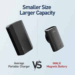 iWALK Magnetic Portable Charger, Small 9000mAh Wireless Power Bank with 18W USB-C Fast Charging Battery Pack Compatible with iPhone 14/14 Pro Max/ 13/13 Pro/13 Pro Max /12/12 Pro Max,Black