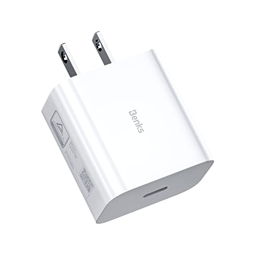 BENKS for iPhone 14 Fast Charging, 20W USB C Wall Charger TÜV Certified, USB-C Fast Wall Charger Compatible with iPhone 14/14 Plus/14 Pro/14 Pro Max, PD Block Adapter for iPad iPhone 13/12 Series