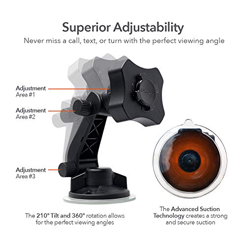 Rokform - Adjustable Windshield Phone Mount Secured by Strong Suction Cup Base, 210 Degrees of Tilt and 360 Degree of Rotation Phone Holder Compatible with ALL Rokform Twist Lock Cases