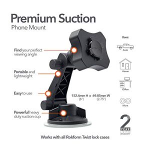 Rokform - Adjustable Windshield Phone Mount Secured by Strong Suction Cup Base, 210 Degrees of Tilt and 360 Degree of Rotation Phone Holder Compatible with ALL Rokform Twist Lock Cases