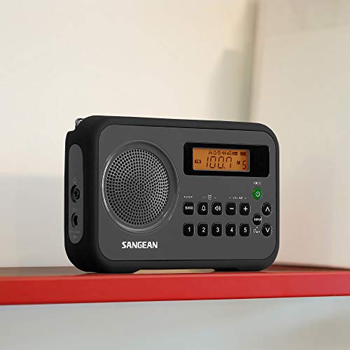 Sangean PR-D18BK AM/FM/Portable Digital Radio with Protective Bumper (Gray/Black) Black/ Grey