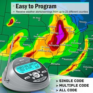 【2023 Newest 】 Emergency Weather Alert Radio-S.A.M.E. Localized Programming, 80+ Emergency Alerts, Large Display,Alarm Clock &NOAA Weather Radio with Battery Backup for Emergency