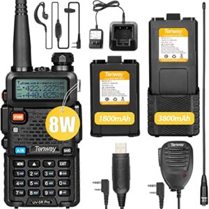 ham radio walkie talkie uv-5r pro dual band two way radio with one more 3800mah battery and handheld speaker mic and antenna and usb programming cable