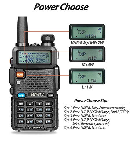 Ham Radio Walkie Talkie UV-5R Pro Dual Band Two Way Radio with one More 3800mAh Battery and Handheld Speaker Mic and Antenna and USB Programming Cable