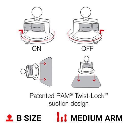 RAM Mounts X-Grip Phone Mount with RAM Twist-Lock Suction Cup RAM-B-166-UN7U with Medium Arm for Vehicle Windshields